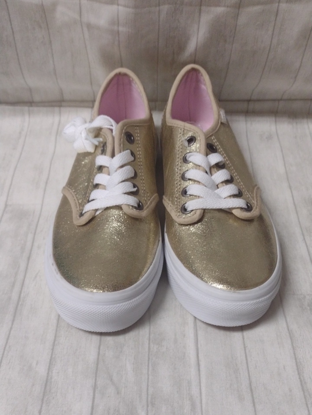 Vans Women's Metallic Gold Lace-Up Sneakers (J1080)